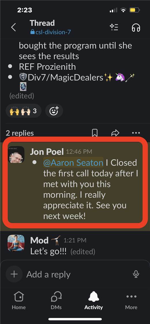 Member result screenshot